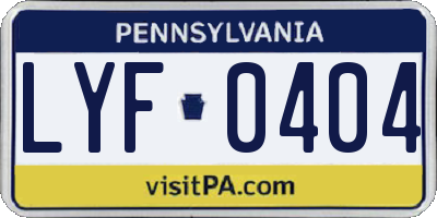 PA license plate LYF0404