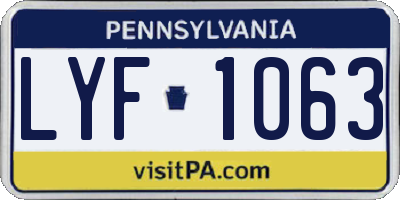 PA license plate LYF1063