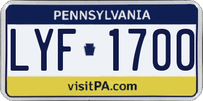 PA license plate LYF1700