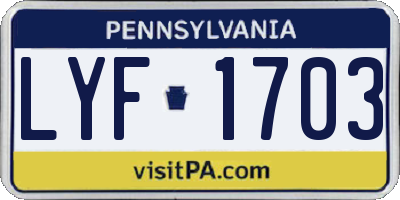 PA license plate LYF1703