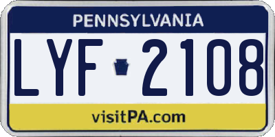 PA license plate LYF2108