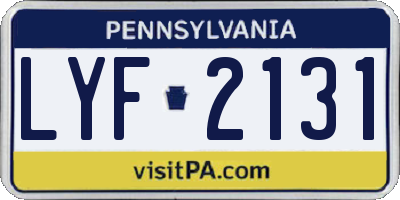 PA license plate LYF2131