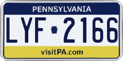 PA license plate LYF2166