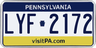 PA license plate LYF2172