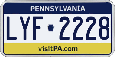PA license plate LYF2228