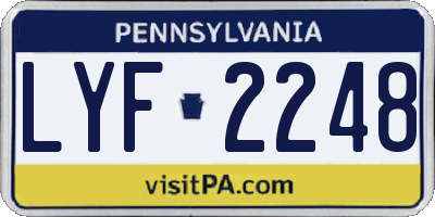 PA license plate LYF2248