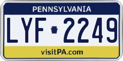 PA license plate LYF2249