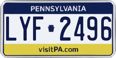 PA license plate LYF2496