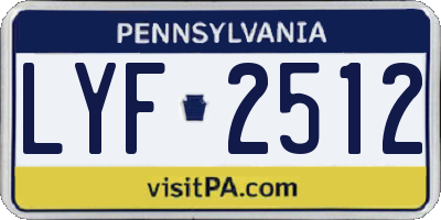PA license plate LYF2512