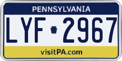 PA license plate LYF2967