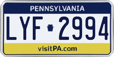 PA license plate LYF2994