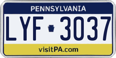 PA license plate LYF3037