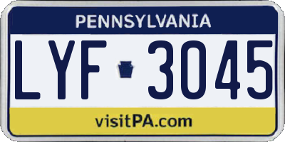 PA license plate LYF3045