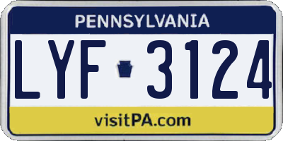 PA license plate LYF3124