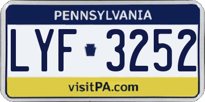 PA license plate LYF3252