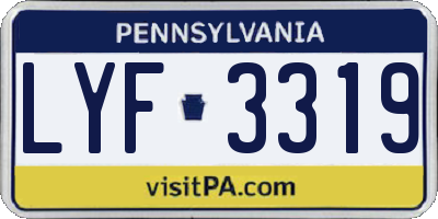 PA license plate LYF3319