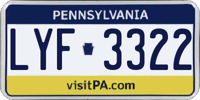PA license plate LYF3322