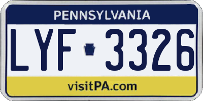 PA license plate LYF3326