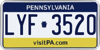 PA license plate LYF3520