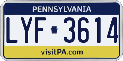 PA license plate LYF3614