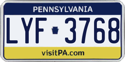 PA license plate LYF3768