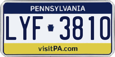 PA license plate LYF3810