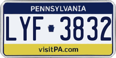 PA license plate LYF3832