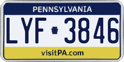 PA license plate LYF3846