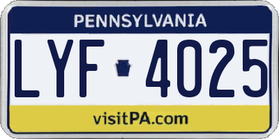 PA license plate LYF4025