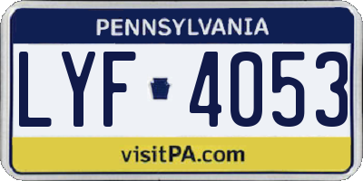 PA license plate LYF4053