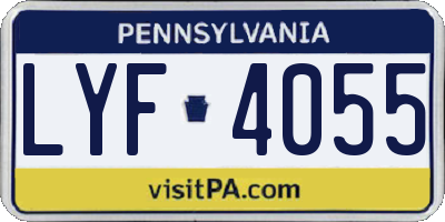 PA license plate LYF4055
