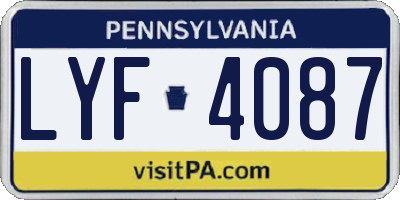 PA license plate LYF4087