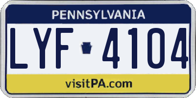 PA license plate LYF4104