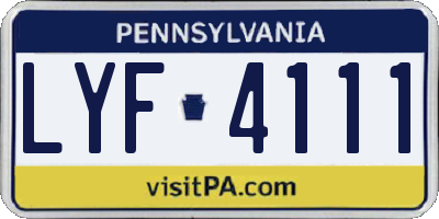 PA license plate LYF4111