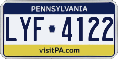 PA license plate LYF4122