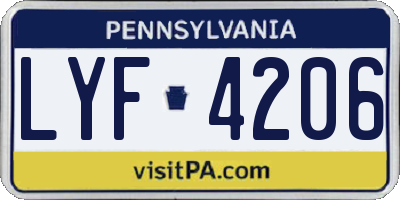 PA license plate LYF4206