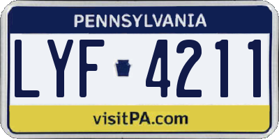 PA license plate LYF4211