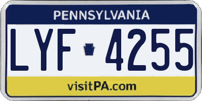 PA license plate LYF4255