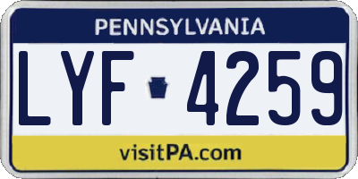 PA license plate LYF4259