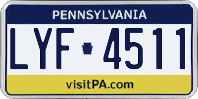 PA license plate LYF4511