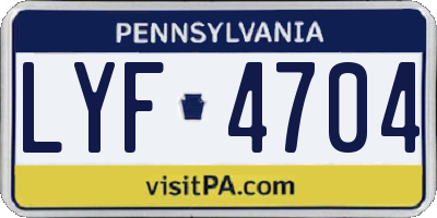PA license plate LYF4704