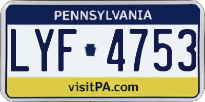 PA license plate LYF4753