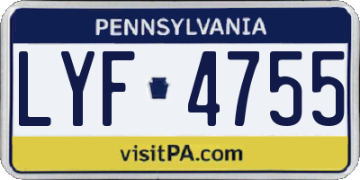 PA license plate LYF4755