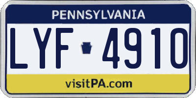 PA license plate LYF4910
