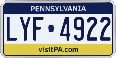 PA license plate LYF4922