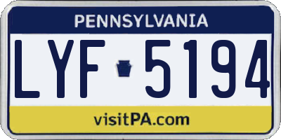 PA license plate LYF5194