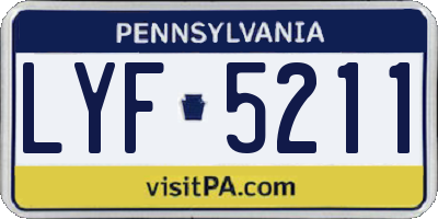 PA license plate LYF5211