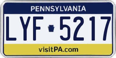 PA license plate LYF5217