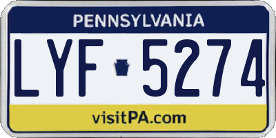 PA license plate LYF5274