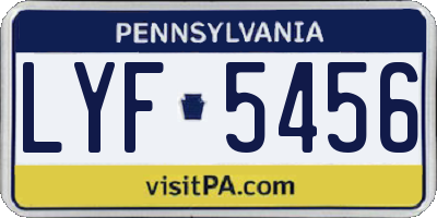 PA license plate LYF5456